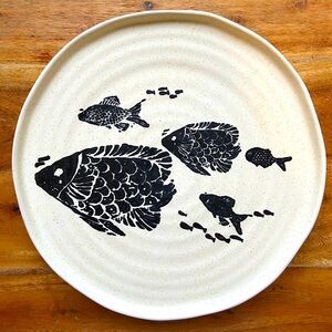 10.5” Anthropologie Ceramic Fish Plate